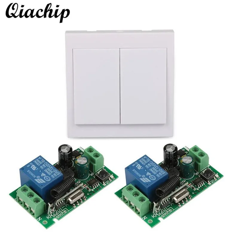 

QIACHIP 86 Wall Panel 433 Mhz 2CH Remote Control Switch Transmitter Kit and Wireless RF Receiver AC 110V 220V Ceiling Lamp Light