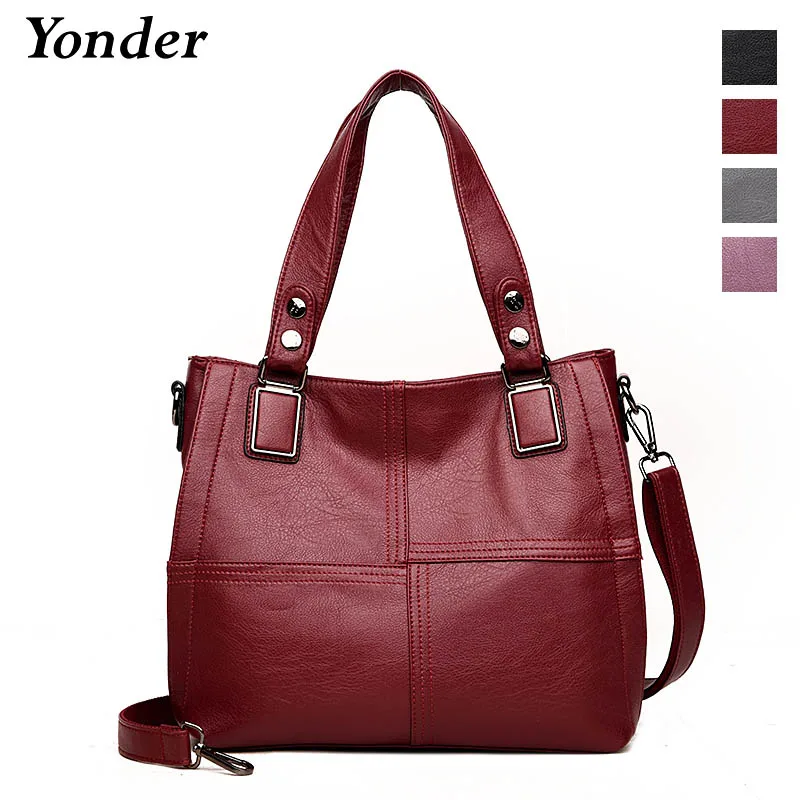 Yonder genuine leather tote bag for women extra large capacity handbag big shoulder messenger ...