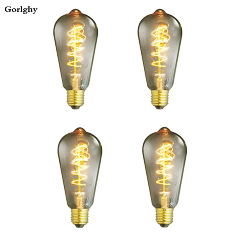 Ampoules Edison Vintage 40W E26/E27 ST64, 4 pièces/lot, lumière blanche