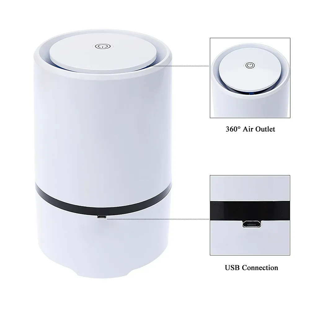 Ionizer Air Purifier True HEPA USB Negative Ion Desktop Portable Cleaner Remove Cigarette Smoke Dust Pollen Bad Odors|Очистители