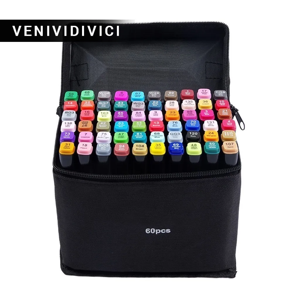 

Hot Three generations of marker pen set double head color alcohol oily 60 color and 80 color marker