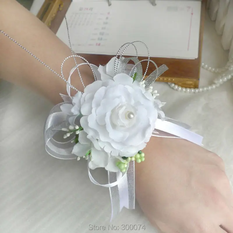 White wedding bouquets for bridal wrist