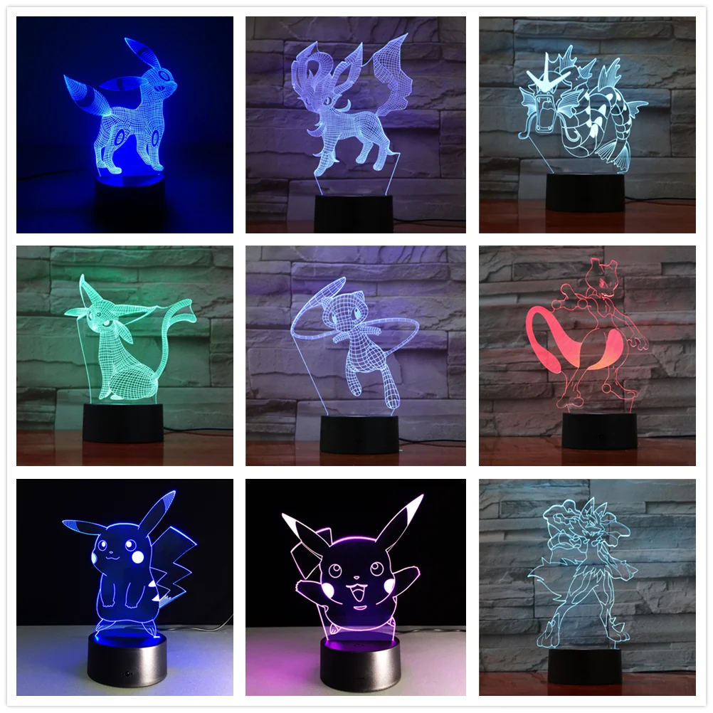 Pokemon Umbreon 7 Color Lamp 3d Visual Led Night Lights For Kids Touch