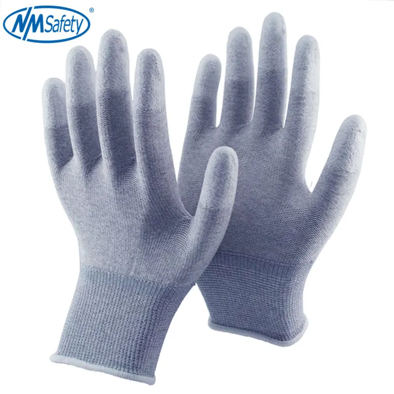 

NMSAFETY 13 Gauge Knitted Nylon Coated PU Finger Anti Static Glove