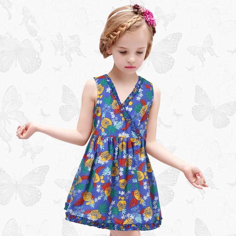 

W.L.Monsoon summer Cartoon Pineapple fruit dress Thin section Girl dress lovely child Princess dress