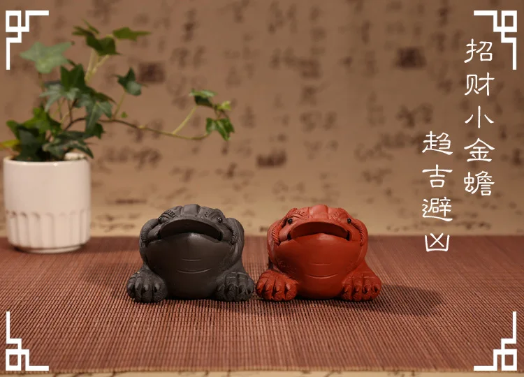 Три фута жаба руда Исин чай семь красочных точек фиолетовая глина чай домашнее животное талисман украшения бутик чайный набор ремесла подарок чай игрушка