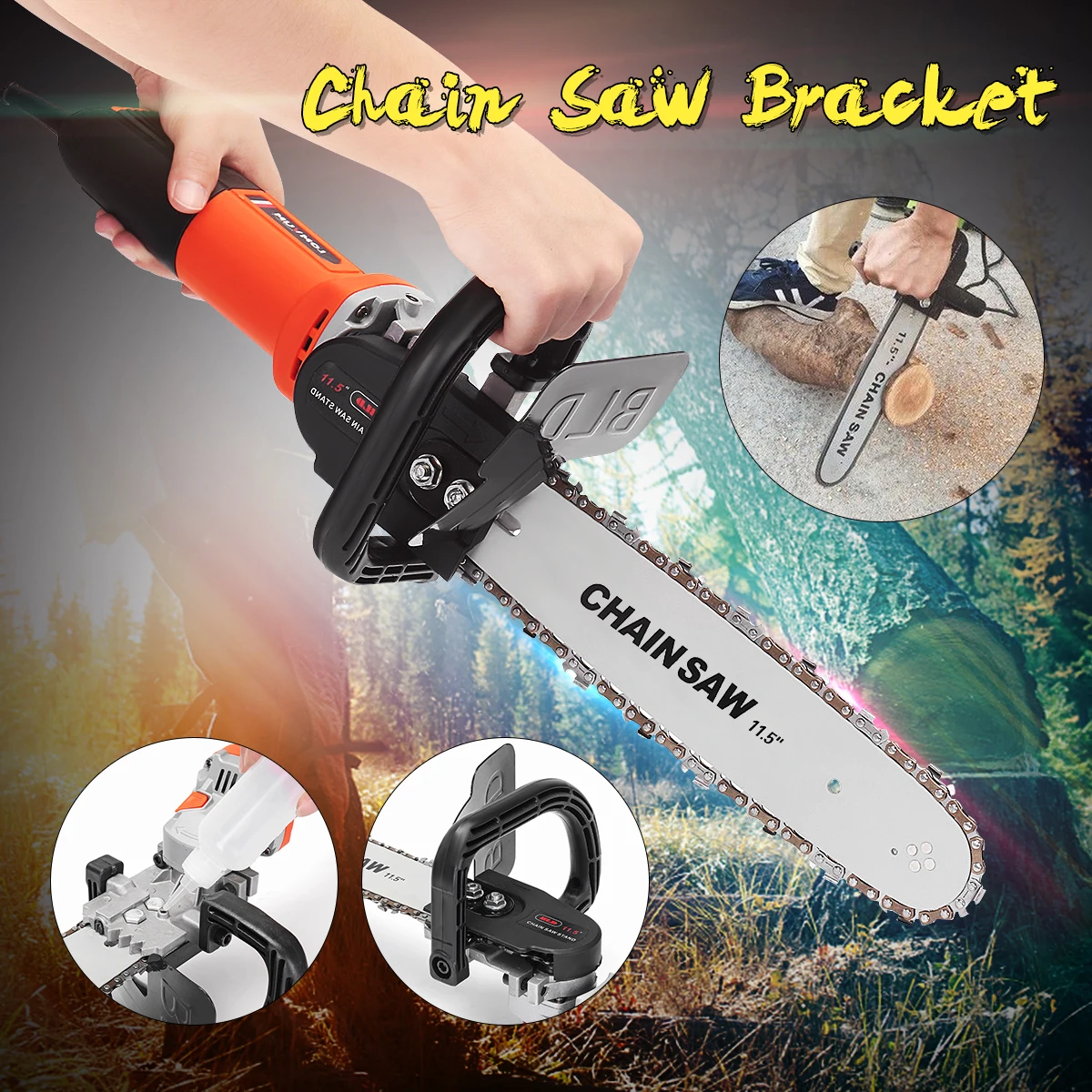 

Drillpro DIY High Carbon Steel 11.5 Inch Chainsaw Bracket Electric Saws Changed Angle Grinder Into Chain Saw Woodworking Tool