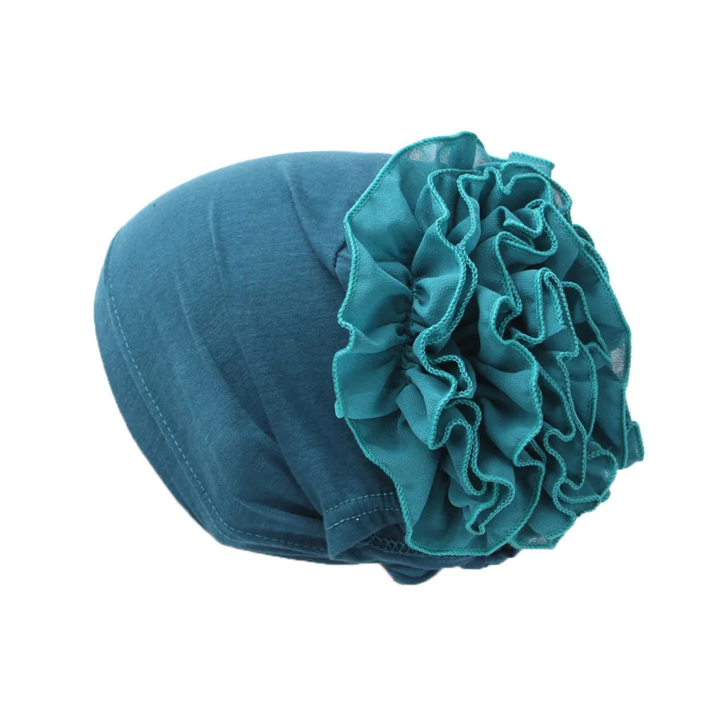 Женская Цветочная мусульманская гофрированная раковая химиотерапия шляпа цветок мусульманская шапочка шарф Тюрбан головной убор Высокое качество вязаные шапки A415