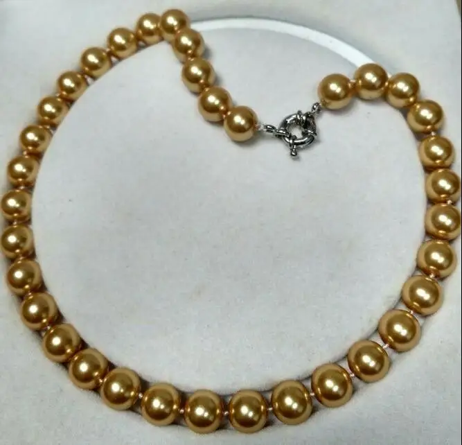 Beautiful 12 mm Gold Shell Pearl necklace AAA 18 inches 36&quot | Украшения и аксессуары