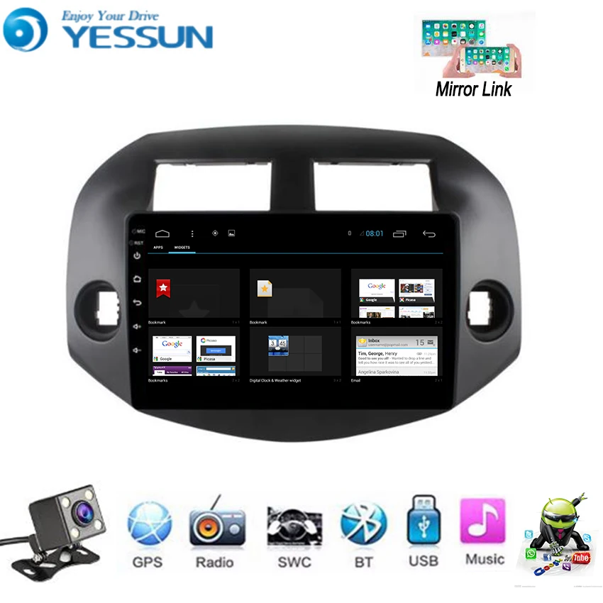 Perfect YESSUN Car Android Multimedia Player For Toyota RAV4 2007~2012 GPS Navigation Big Screen Mirror Link AUTO Radio Bluetooth 4