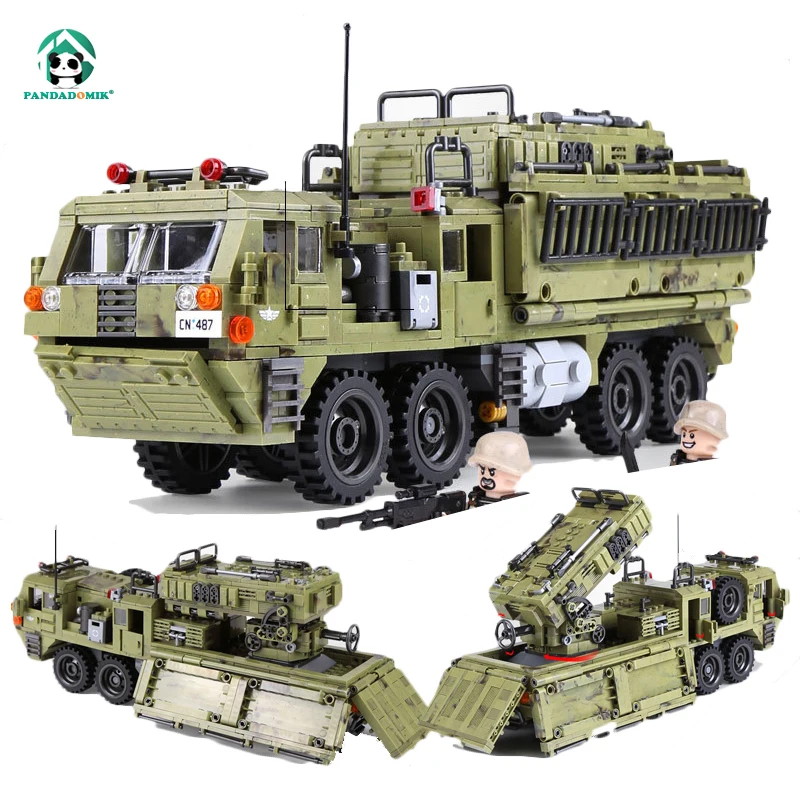 

Pandadomik Military Truck Set Large 1377pcs Building Bricks Kit Weapon Army War Toy Blocks Constructor Legoings Toys for Boys