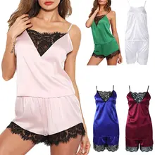 Цветочные ресницы кружева пижамы майка шорты Пижама с разрезом белье твердые