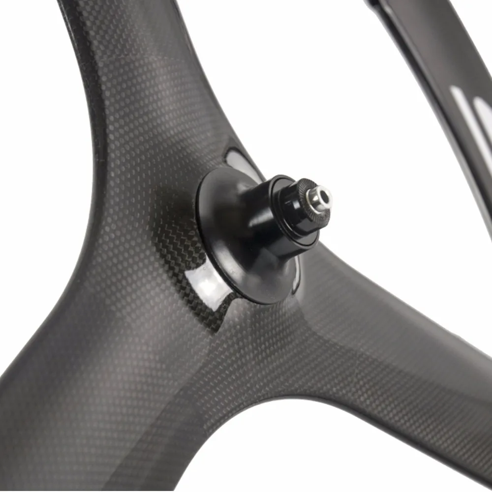 Clearance SUPERTEAM Spoke Carbon Wheels 700C 3 Spoke Carbon Road Wheels 23mm Width Clincher Carbon Wheelset Single Speed Carbon Wheel 2
