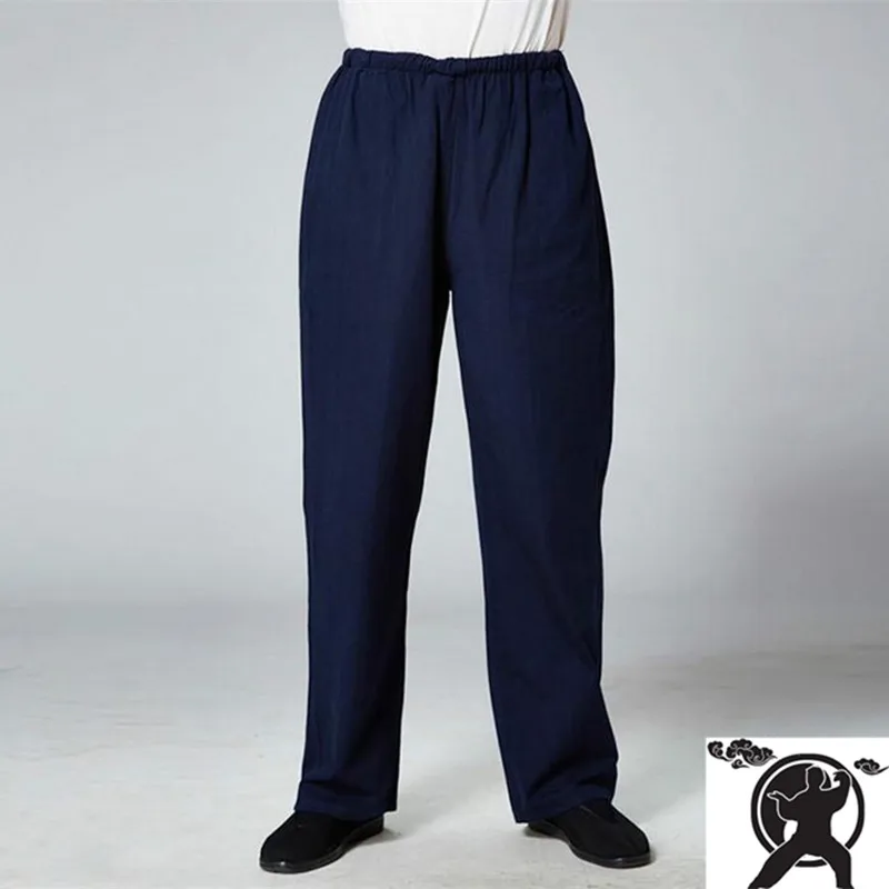 Спортивные штаны кунг-фу из чистого хлопка для боевых искусств, Мужские дышащие брюки, китайские брюки для отдыха в традиционном стиле тай-чи