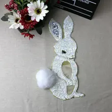 Белый кролик нашивки с блестками пошив одежды аксессуары декоративная ручка вышивка аппликация патчи для одежды