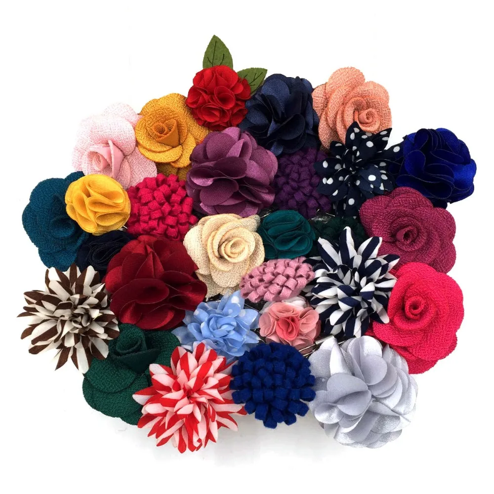 

Mens Lapel Flowers Colorful Silk Wedding Classic Accessory Groom