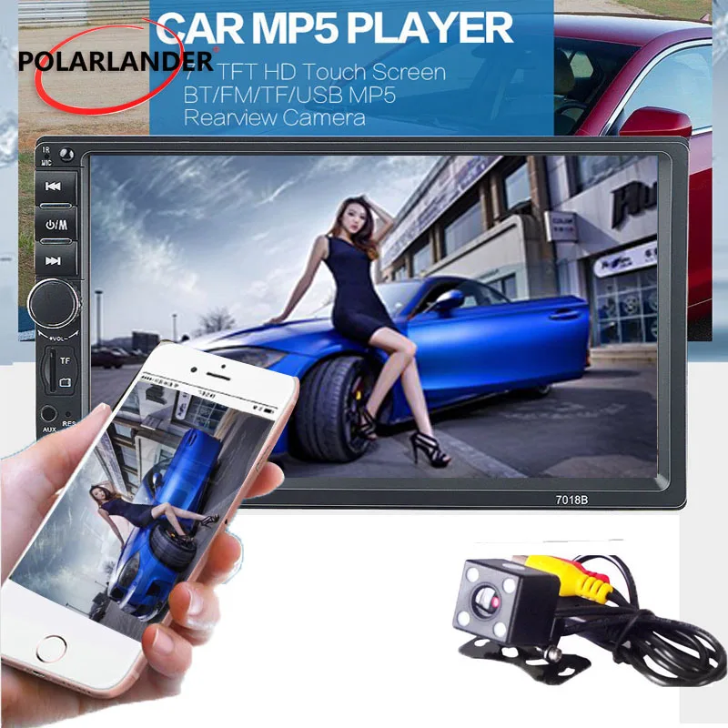 Optional 170 degree CCD support rearview camera 7 Inch LCD Touch Screen Car Radio Player Bluetooth 2 Din Car Audio Mirror Link