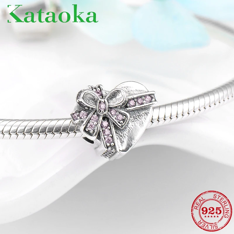 

Mother's Day gift Heart shape gift box charms 925 Sterling Silver beads for jewelry making Fit Original Pandora Charms Bracelets