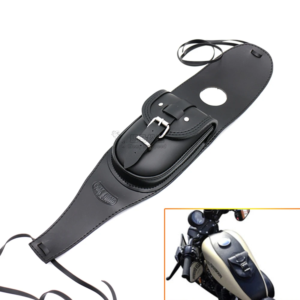 Forty Eight Leather Tank Bag Motorcycle Cover Panel Pad Bib With Pouch