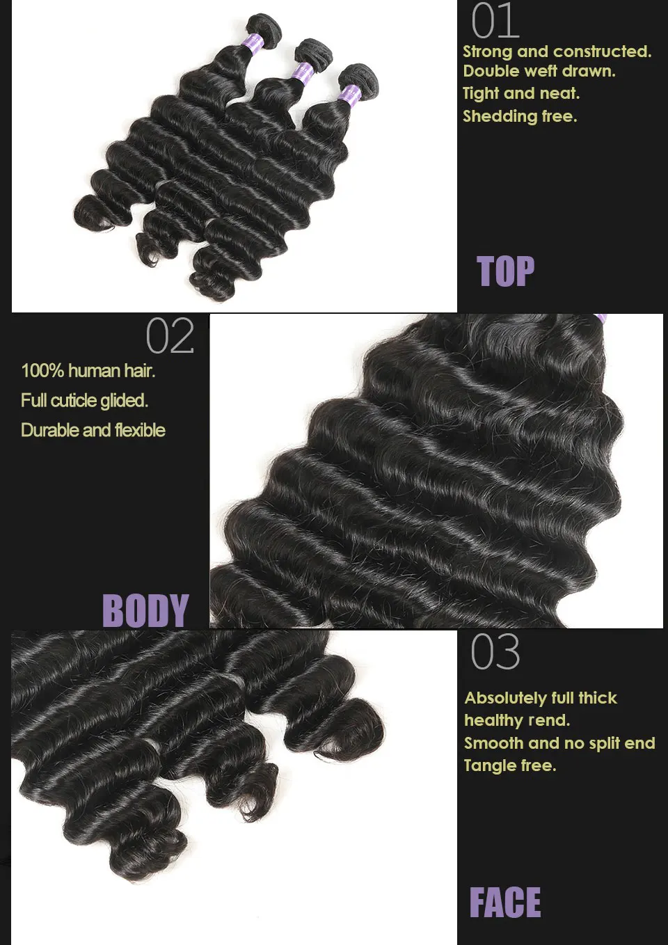 Brazilian Loose Deep Human Hair Weave 3Bundles Deal Non Remy Hair Weaving Human Hair Weft 100% Alimice Hair Extensions 8-30 Inch (8)