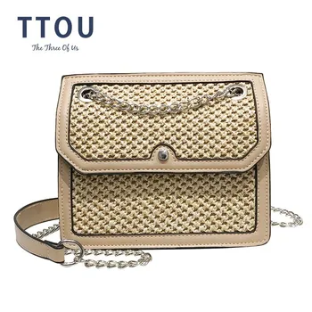 

TTOU Casual Summer Shoulder Bag Hollow Patchwork Crossbody Bag PU Leather Bag Chain Handbag For Women bolsa feminina