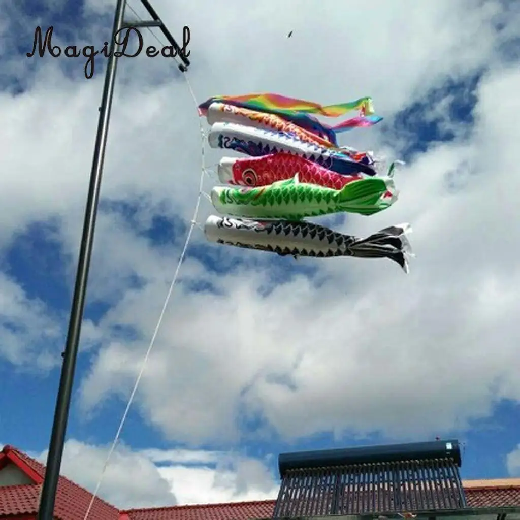 MagiDeal 50cm Rainbow Windsock Carp Flag Koi Nobori Wind Streamer Hanging Kite Party Garden Outdoor Decor Children Kids Toy