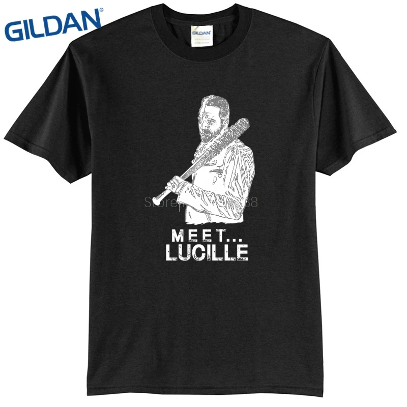 Basic Models Negan Lucille Men'S O-Neck Printed Tee Shirt Custom Logo T Shirts blue and white striped t shirt mens | Мужская одежда