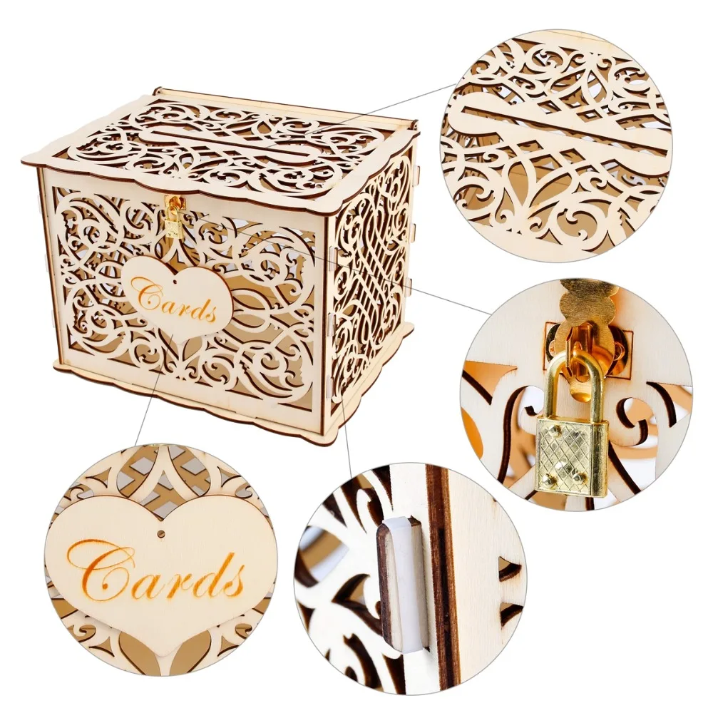  FENGRISE Rustic Wedding Gift Card Box Weeding Decoration Birthday Party Baby Shower invitation Card - 32989560109