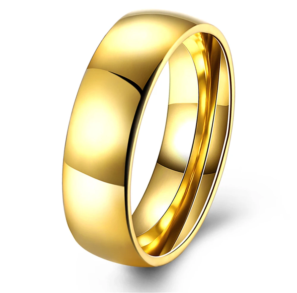 Simple Couple Wedding Rings Pair Gold-Color Couple Rings Stainless Steel Jewelry Couple Engagement Rings Set For Women And Men