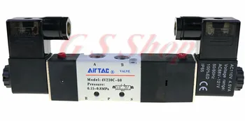 

1pcs ''4V230C-08 AC220V Double Head 3 Position 5 Way 29mA 3W Pneumatic Solenoid Valve