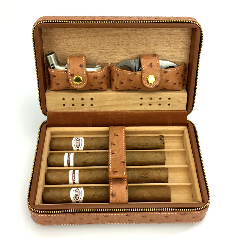 Buy Vogue 4 Cigar humidor Travel case Leather pouch