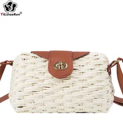 Элитный бренд ручной работы плетёная ротанговая соломенная сумка модная летняя Соломенная пляжная сумка Для женщин в богемном стиле Crossbody