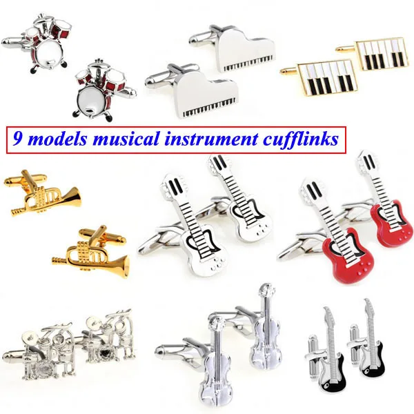 

Fashion Drum Set Piano Guitar Violin Musical Instrument Cufflink Cuff Link 1 Pair Free Shipping Biggest Promotion