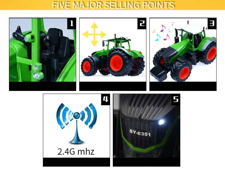 RC прицеп дампа урожая 4 колеса Радиоуправляемый трактор дистанционное управление 2.4g трактор инженерные модель игрушки для детей хобби