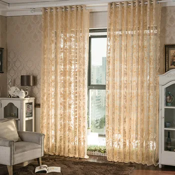 

Fresh Flower Rustic Window Screens Quality Jacquard Voile Bay Window Sheer Curtain