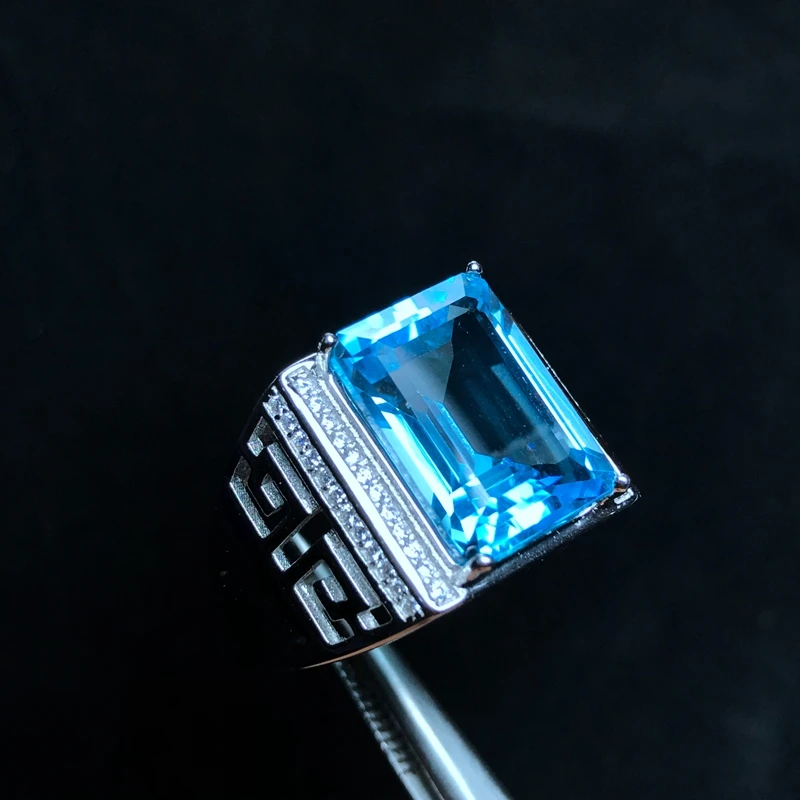 Мужское кольцо с натуральным топазом, 925 серебро, изысканное мастерство, 8 карат драгоценных камней, красивые цвета
