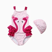 Одежда для купания для малышей; детская одежда для купания для девочек с Фламинго; одежда для купания; детский солнцезащитный Купальник; Детский комбинезон; купальник