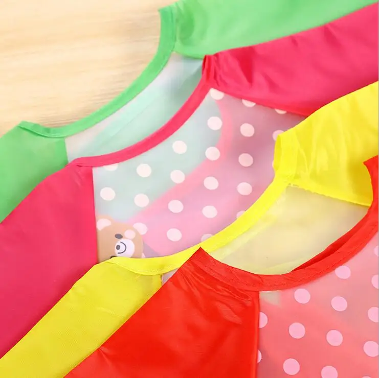 Cartoon Baby Long Sleeve Apron Waterproof Toddler Feeding Bibs Burp Cloth Children Painting Clothes Stuff Infant accessories baby bib feeding bib cotton bib set cotton bib children painting apron