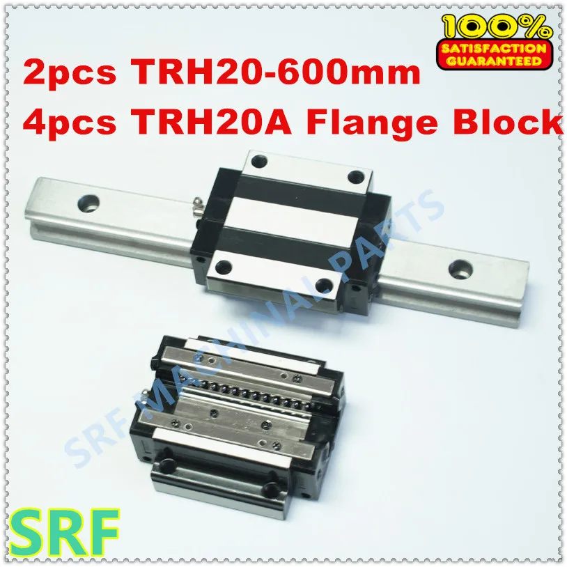 

2pcs Linear guide rail TRH20 L=600mm Linear rail + 4pcs TRH20A Flange block Bearing slide block for CNC