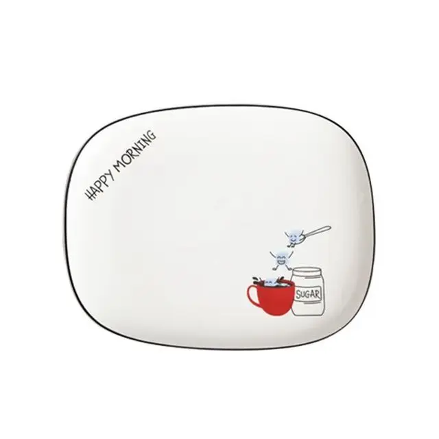 

Rectangular Nordic Ceramic Plate Fruit Salad Cake Dessert Plate Creative Cartoon Letter Design Breakfast Dinner Plates Z562