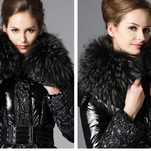 Новое поступление, женский длинный пуховик, Роскошный натуральный меховой воротник, толстовки, зимнее пальто, одежда, черный, XXL, 3XL, 4XL, 5XL, XXXXXL 2103