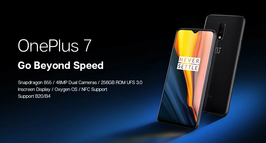 Смартфон OnePlus 7 с глобальной ПЗУ, 8 ГБ ОЗУ, 256 Гб ПЗУ, Смартфон Snapdragon 855, 6,41 дюймов, оптический AMOLED дисплей, отпечаток пальца, камера 48 МП, UFS 3,0