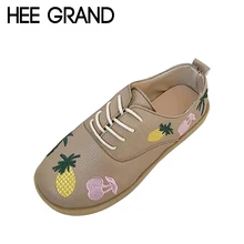 HEE GRAND/ г. новое поступление, Женские однотонные туфли на плоской подошве из искусственной кожи на шнуровке весенне-Летняя женская обувь без шнуровки 35-39, XWD6378