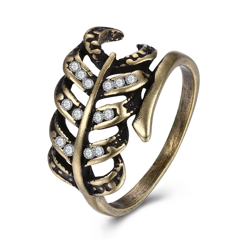 

JEXXI New Finding Promotion Bronze Color Ring for Women Elegant Leaf Shape Vintage Jewelry Gift for Ladies Femme
