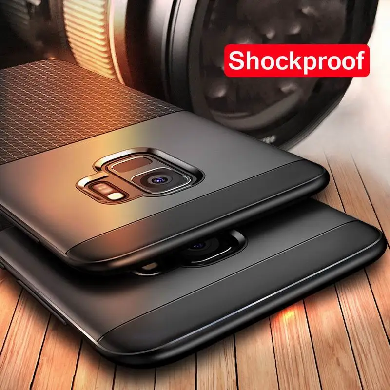 

Luxury Soft TPU+Hard PC Shockproof Armor Cover Case For Samsung Galaxy S9 Retro Grid Pattern Anti-skid Cases For Samsung S9 Plus