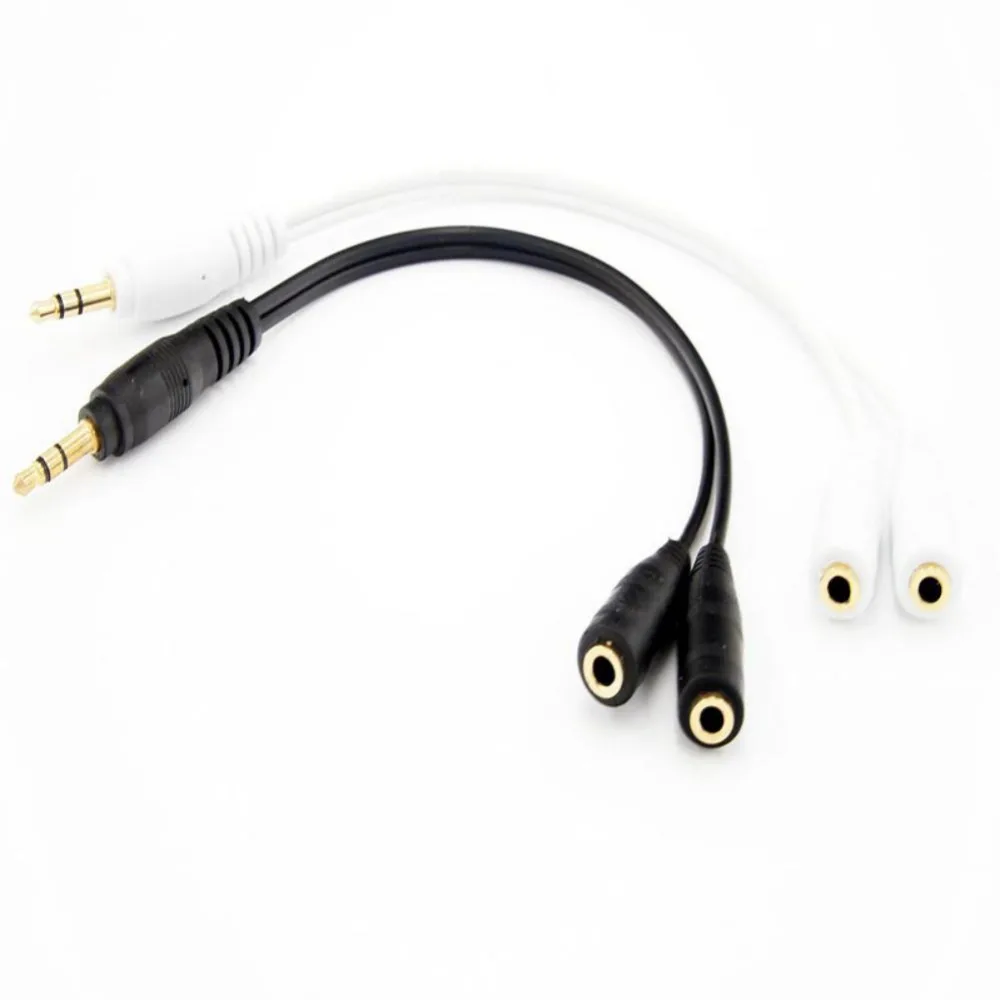 2Pcs 3.5 mm Jack Aux Audio Cable 1 Male 