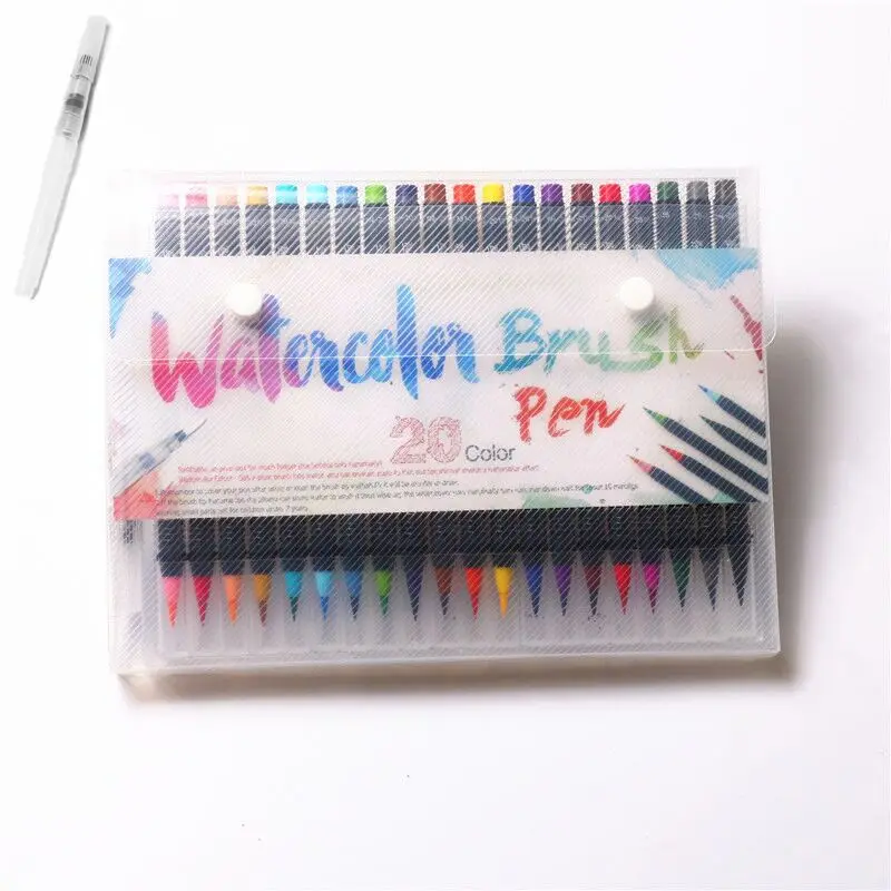 

20 Colors Soft Brush Calligraphy Pen Watercolor Marker Brush Art Markers Cartoon Design Sketch Manga Graphic Drawing