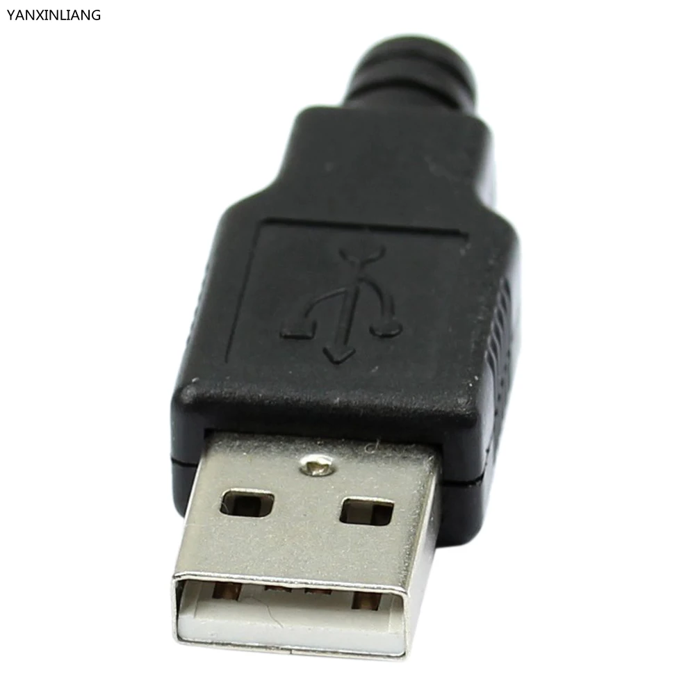 

New 10pcs Type A Male USB 4 Pin Plug Socket Connector With Black Plastic Cover
