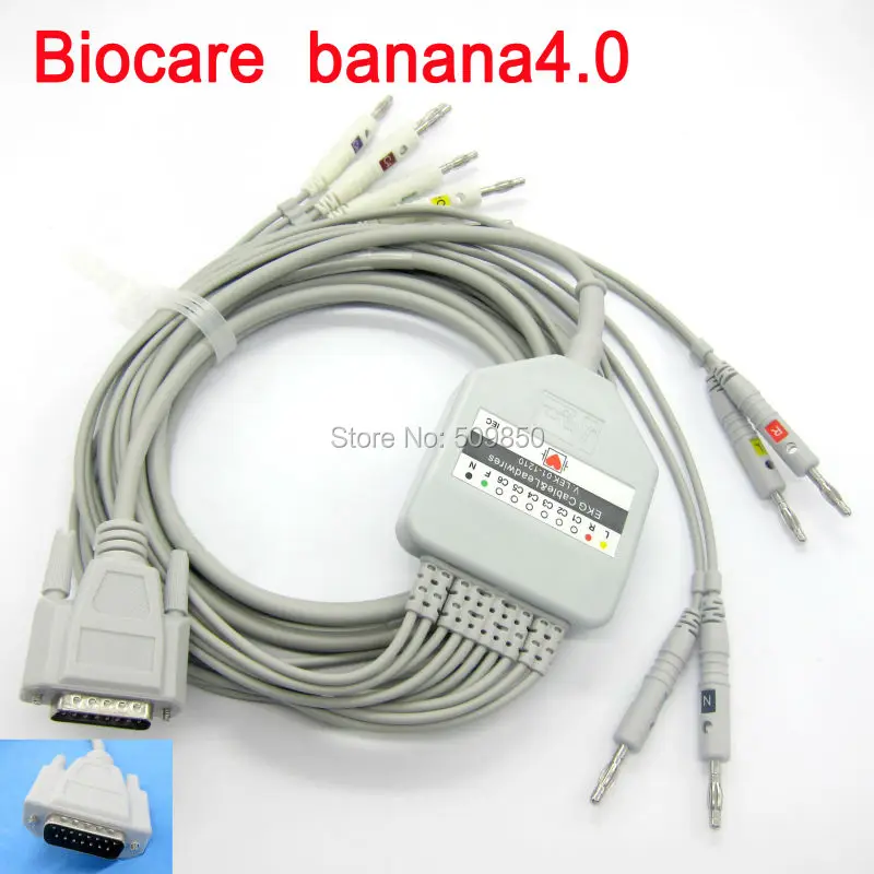 Biocare ECG-101/101G/300/300G/1200/9803 Bionet cardiocare 2000,10K ЭКГ кабеля 10 ЭКГ кабеля типа "банан" 4,0 на терминал