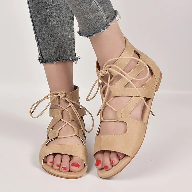 

2019 Summer Women Sandals Multiple Cross-Strap Flat Sandals Lace Up Women Flats Hollow Bohemian Women Shoes Gladiator Sandals